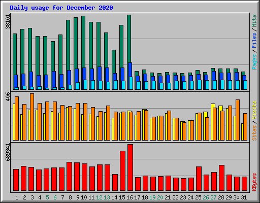 Daily usage for December 2020