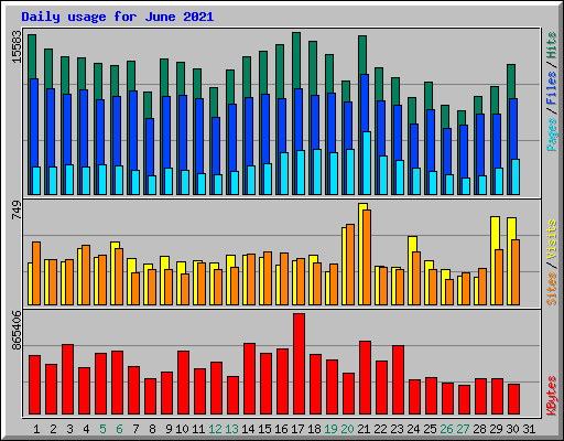 Daily usage for June 2021