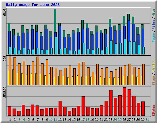 Daily usage for June 2023