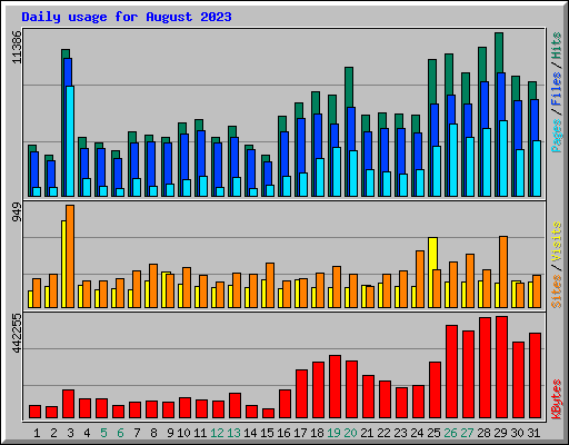 Daily usage for August 2023