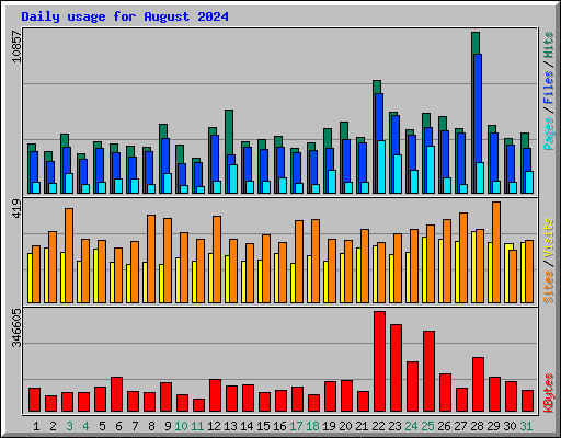 Daily usage for August 2024