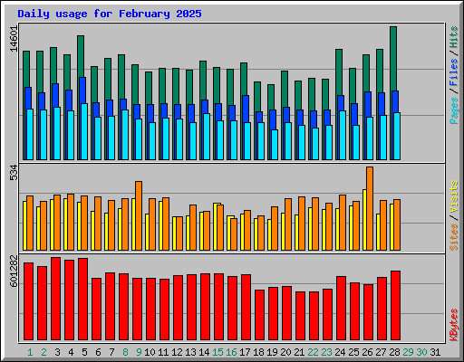 Daily usage for February 2025