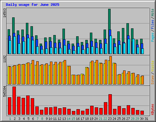 Daily usage for June 2025