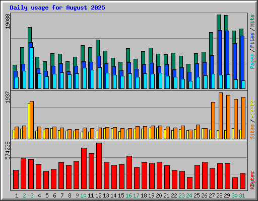 Daily usage for August 2025