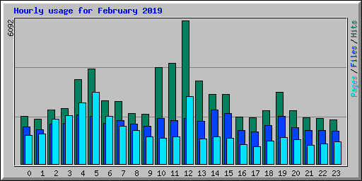 Hourly usage for February 2019