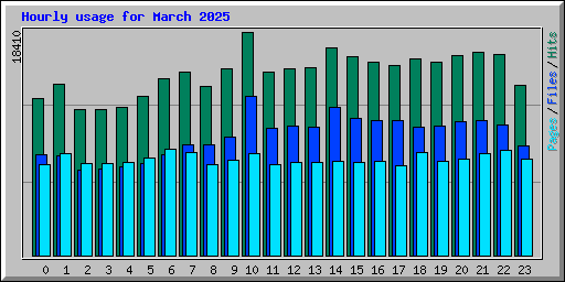 Hourly usage for March 2025